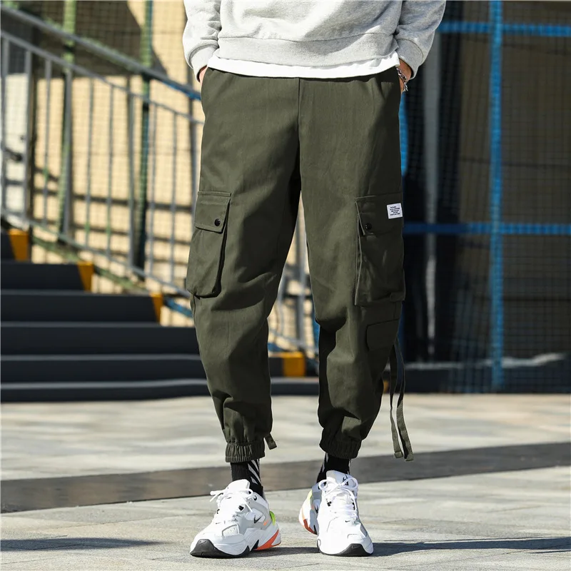 

Workwear Japanese Style Casual Pants 2019 Autumn-New Style Color Bib Overall Men's Beam Leg Multi-pockets Pants Fashion