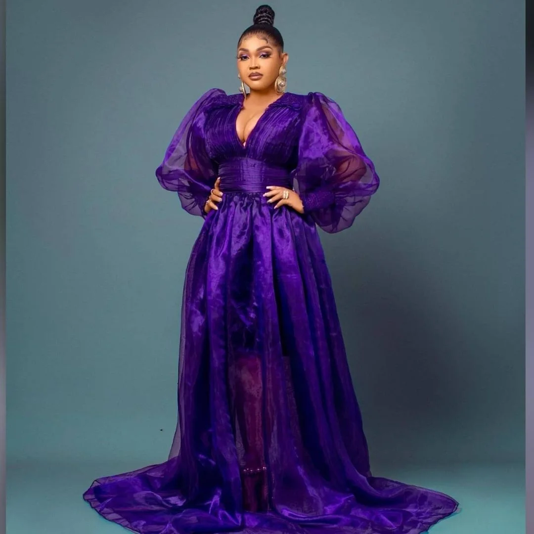 

Aso Ebi фиолетовые элегантные платья для выпускного вечера с длинными рукавами-фонариками из органзы А-силуэта женские вечерние коктейльные платья стандартного дизайна