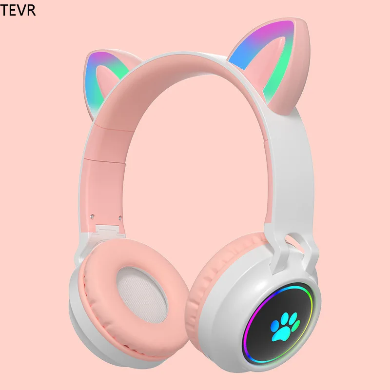 Head-mounted Bluetooth Headset Cat Ears Claw Glowing New Card Wireless Game Music Earphones Cute for Girl | Электроника