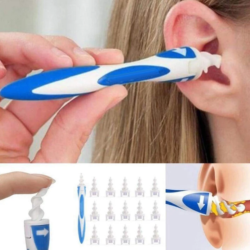 New Ear Cleaner Spiral Soft Swab Pick Tool Set Q-Grips+16pcs Ear Wax Removal Tool Remover Limpiador De Oidos Ear Cleaning Sticks ear wax removal tool soft silicone spiral ear cleaning replacement heads removal ears cleaner plugs spirals care 2021