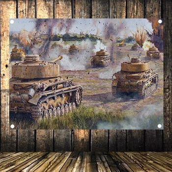 

WW2 GER Tiger Tank Military Posters Senior Art Waterproof Cloth Flag Banner Tapestry Mural Wall Art Vintage Decor Upholstery U2