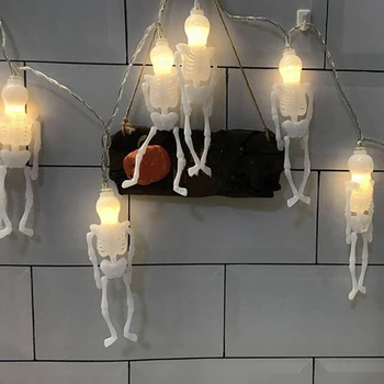 

Light Strings Halloween Decorative String Lights Lamp Series Pumpkin Ghost Spider Skeleton Frame Bats Battery 30 LED