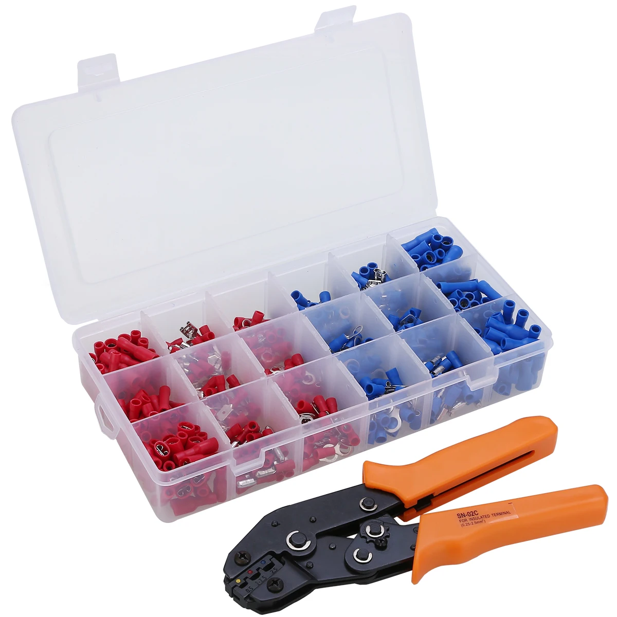 1200 Piece Non-Insulated Crimp Electrical Wire Terminals Assortment Kit Ring Fork Spade Butt Splice Connectors /& Male Female Quick Disconnect