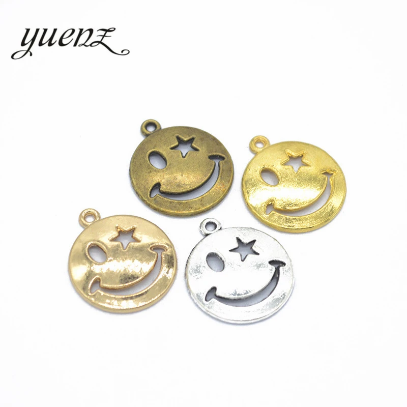 

15pcs 22*19mm gold color Smiling face Alloy charms pendant fit necklace bracelet diy Pendants for jewelry making I120