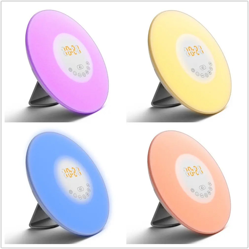 Световой будильник Wake Up Light с 6 звуками природы FM радио 7 цветов ночник ЕС AC мощность прикроватный свет