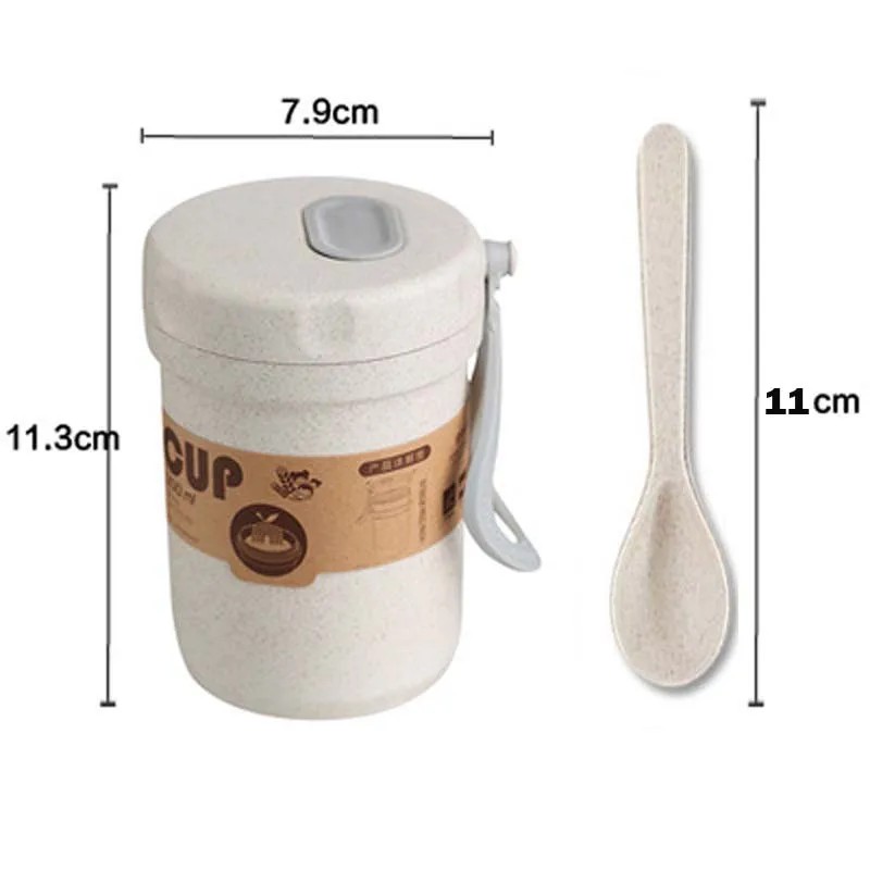 300ml Beige Round Зерновые To Go пшеничная бутылка для перекуса с крышкой герметичность держать молоко кашица чашка для завтрака кукурузный хлопья контейнер для еды с ложкой 300 мл - Цвет: 300ml Beige Round