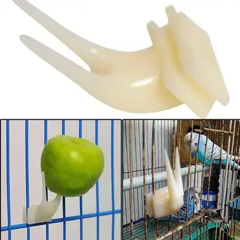 

Pet Bird Cage Mount Durable Plastic Fruit Fork Parrot Hamster Food Feeding Tool Toy Easy to Install