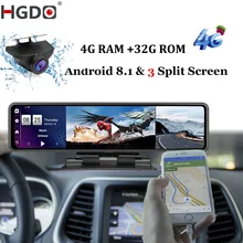 HGDO 12'' 4G Auto DVR Dashboard Kamera Android 8,1 4G + 32GADAS Rückspiegel Video Recorder 1080P WiFi GPS Dash Cam Konsole