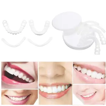 

1 Set Upper & Lower Teeth Veneers With Box Fake Teeth Instant Top Fit Teeth And Bottom Whiten Comfort Cover T4L6