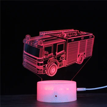 

Fire Fighting Truck 3D Night Light Scaling Ladder Fire Rescue 7 Colors Change Touch and Remote Decor Lamp Fire Engines Alarm GiC
