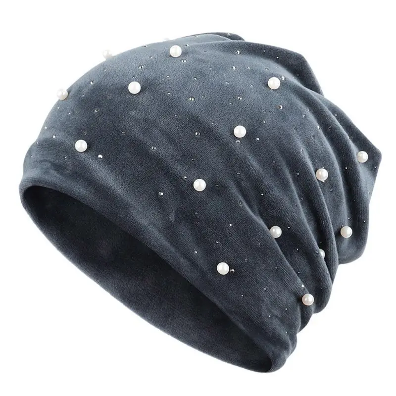 Omen Skullies зимняя бархатная шапка бини мягкие теплые блестящие жемчуг стразы шапки