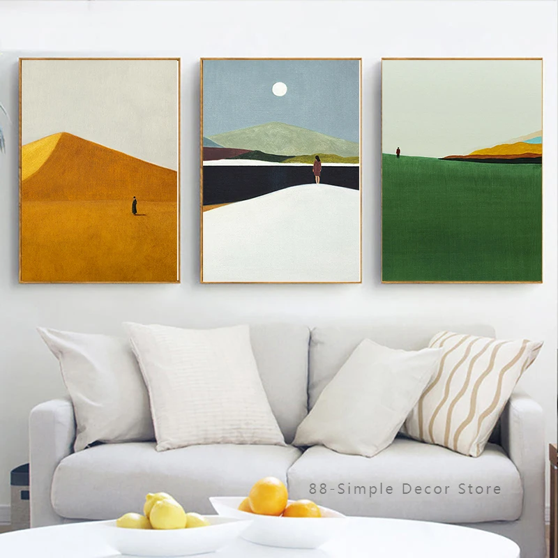 

Nordic Texture Abstract Dream Yellow Pink Blue Road Scenery Canvas Painting Poster And Print Pictures For Home Decor Pictures