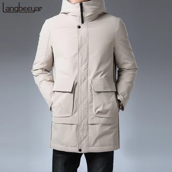 

2020 Winter Thick Warm Brand Designer Casual Fashion Men's Down Jacket Windbreaker With Hooded Long Parka Coats Mens Clothing