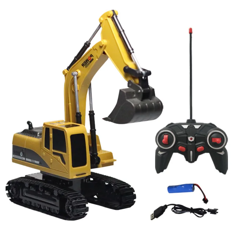 

6 Channel Alloy Excavator 1:24 Remote Control Simulation Excavator Children Puzzle Charging Toy RC Construction Vehicle Toy Gift