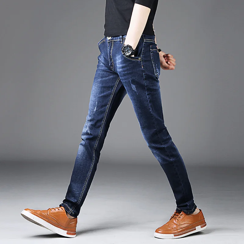 regular fit jeans Men Jeans Comfortable Men Slim Jeans Cotton Pants Large Size 27-36 Fashion high-quality Elastic Men Jeans New light blue jeans men