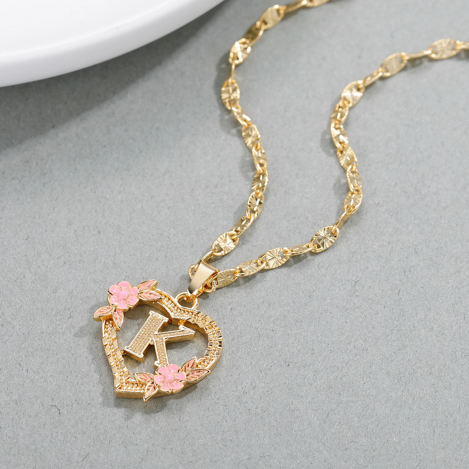 18K gold plated Heart initials Pendant 