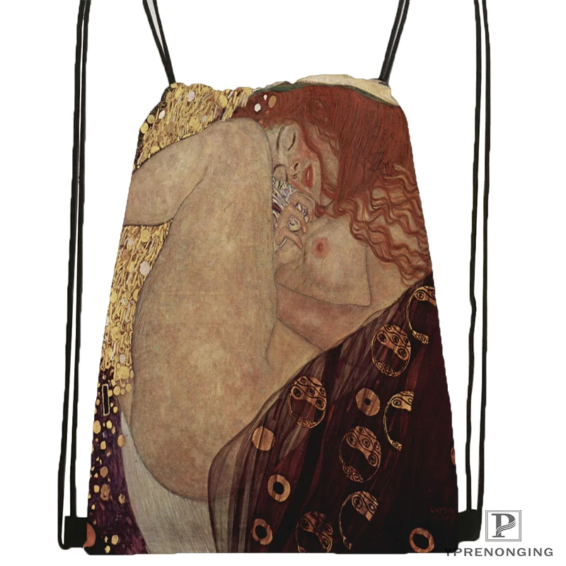 Custom Artist Gustav Klimt походная сумка на шнурке милый рюкзак для детей(черная спинка) 31x40 см#180531-02-15