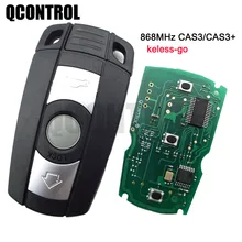 Qcontrol keyless-go remoto chave inteligente para bmw série 1/3/5 cas3 868mhz x5 x6 z4 carro com chip conforto acesso mãos livres