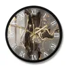 Luxury Abstract Fluid Art Painting Modern Design Wall Clock Black Gold Marble Printed Clock Silent Movement Watch For Bedroom 5