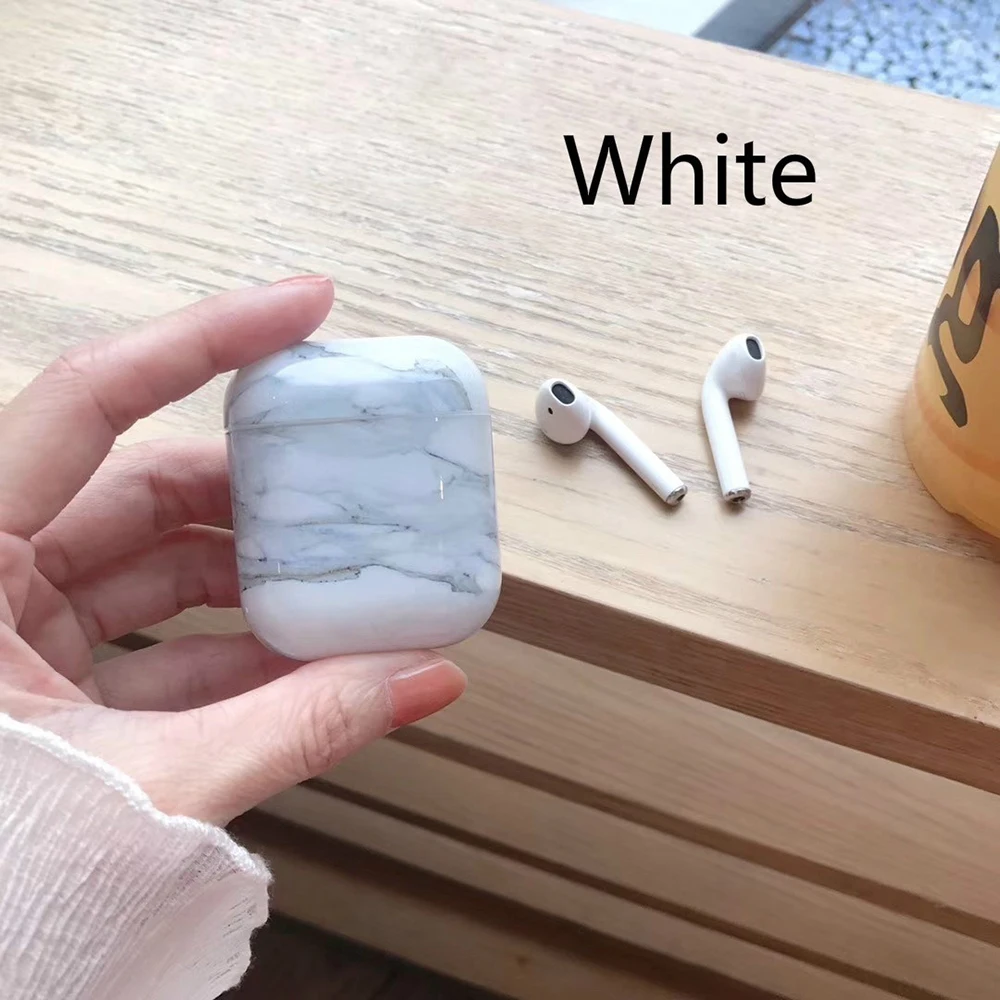 Чехол для Airpods защитный чехол Роскошный Жесткий с мрамором Bluetooth беспроводных