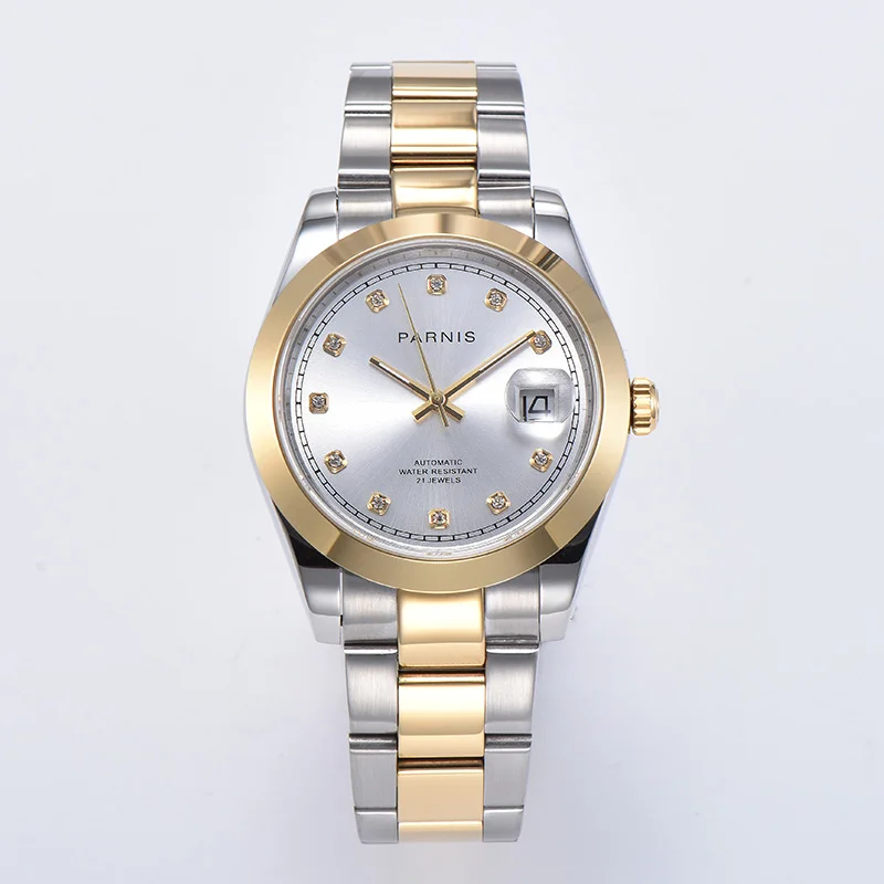 

Parnis 39.5mm White Dial Automatic Mechanical Mens Watches Miyota 8215 Movement Men Watch heren horloge 2020 top luxury brand