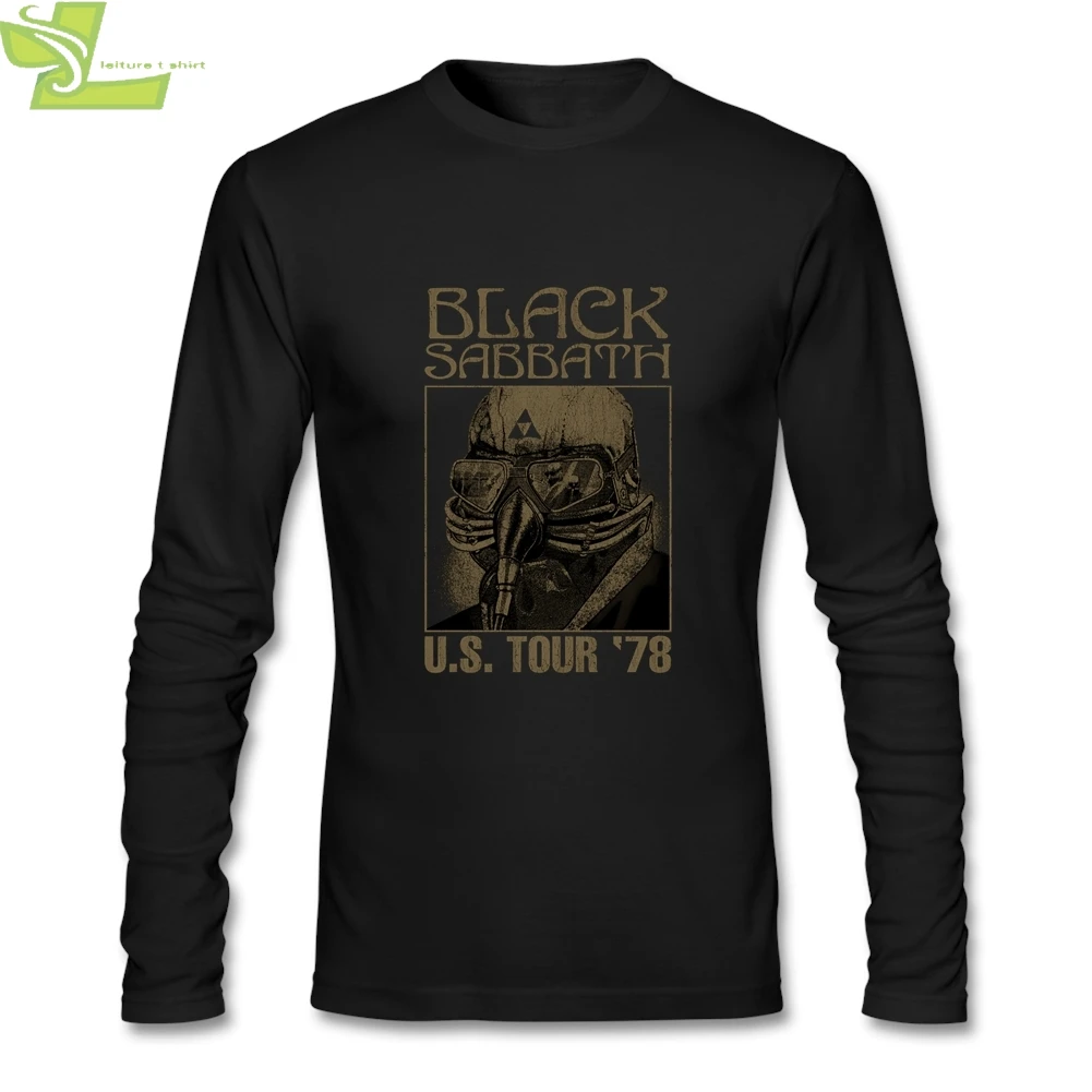 Забавные футболки мужские черные Sabbath США Тур тяжелый металл с длинным рукавом o-образным вырезом хлопок мужская футболка Азиатский размер