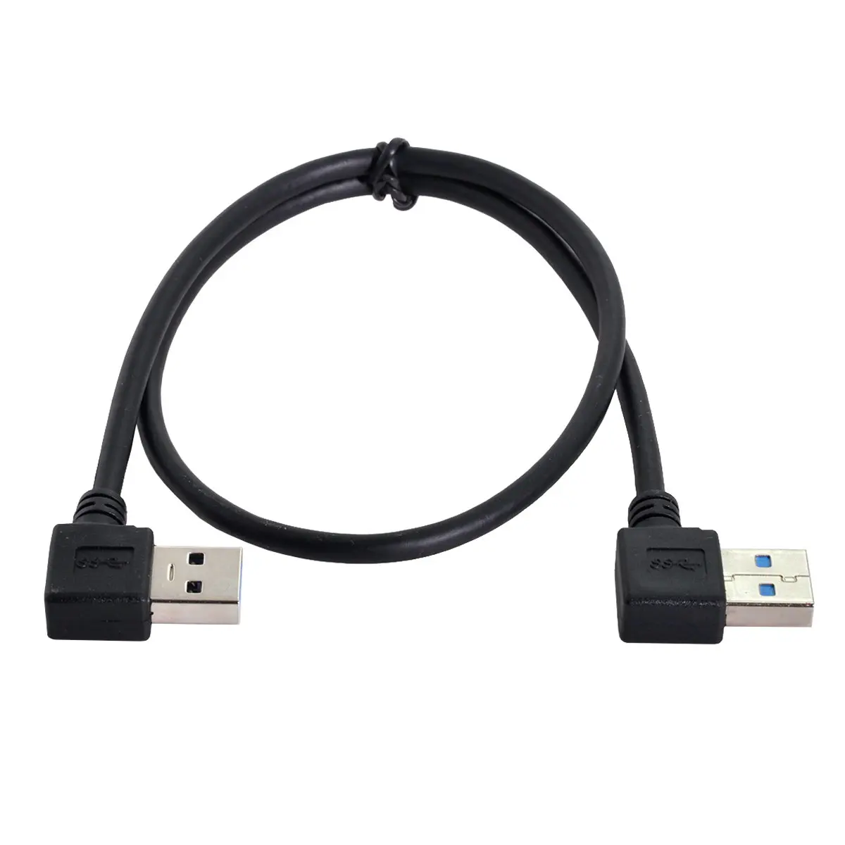 20cm 50cm USB 3.0 Type A Male 90 Degree Left Angled to USB 3.0 A Type Right Angled Extension Cable