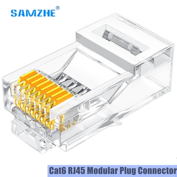 

Cat6 RJ45 Connector 8P8C Modular Ethernet Cable Head Plug Gold-Plated 1Gbps Gigabit Ethernet Crimp Connectors UTP Network Plug