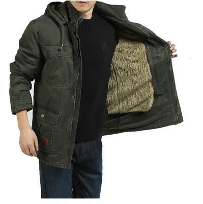 Army Green Брендовые зимние теплые пальто мужские армейские военные мульти-карманы мужское зимнее пальто с капюшоном воротник толстые теплые ветровки куртки 1233 - Цвет: Army Green
