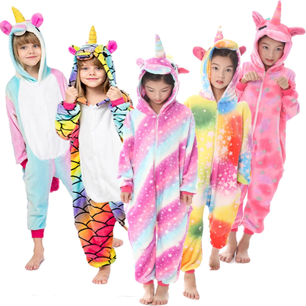 Pyjama 4t 12t Pour Enfants Filles Combinaison Costume Bebe Licorne Hiver Aliexpress