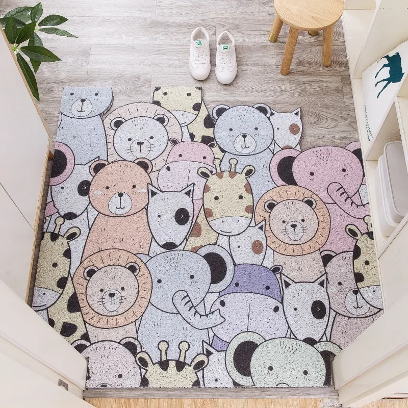 PVC anti-fouling door mat ins home bathroom anti-skid mat can cut foot mat cartoon living room carpet kitchen floor carpet PVC anti-fouling door mat ins home bathroom anti-skid mat can cut foot mat cartoon living room carpet kitchen floor carpet