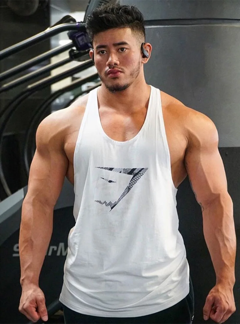 

Men Cotton Tank Top Muscle Fitness I-Shaped Vest Sleeveless T-shirt Men's Running Training Sports Coat Quick Dry Breathable Vest