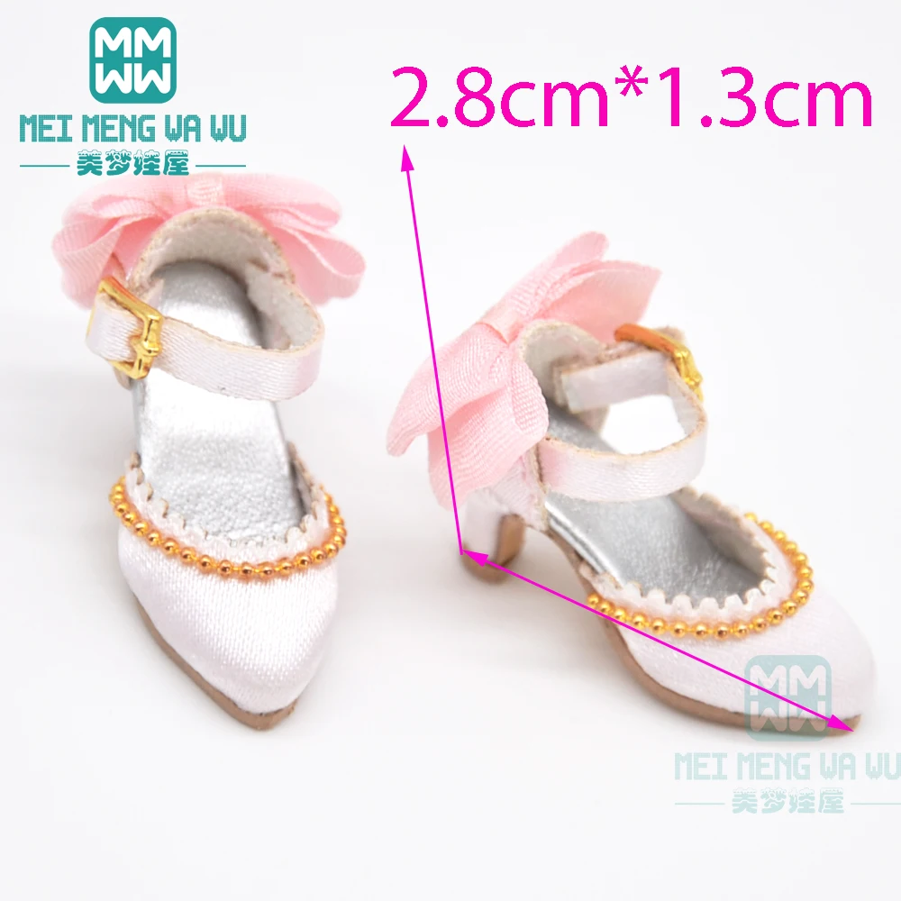 2.8cm Mini toys doll shoes for 28-30cm blyth Azone OB23 OB24 fashion Bow Satin high heels