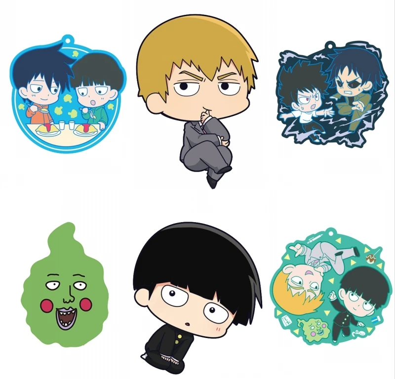 1pc Two-sided Printed Mobu Saiko Hyaku Anime Mob Psycho 100 Cartoon Pendant Keychain Cosplay Accessories Bag Decor Keyring Gifts | Украшения