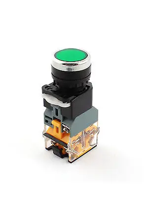 AC220V 22 мм резьба DPST 1NO 1NC самоблокирующаяся Зеленая лампа кнопочный переключатель