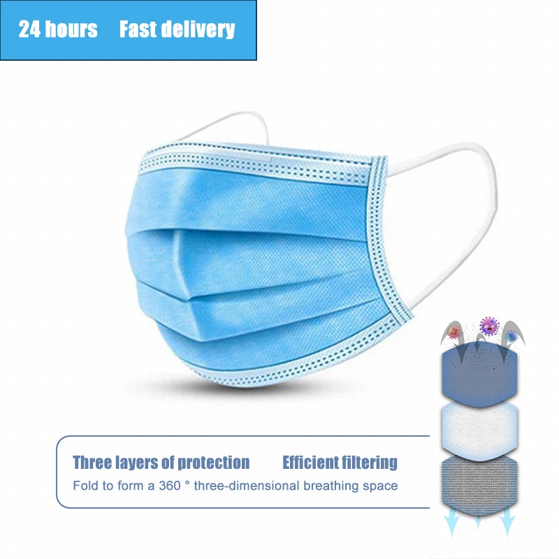 

50pcs/bags Anti-Pollution 3 Laye Mask Dust Masks Disposable Face Masks Loop Dust Filter Safety Protection Mask Fast Delivery