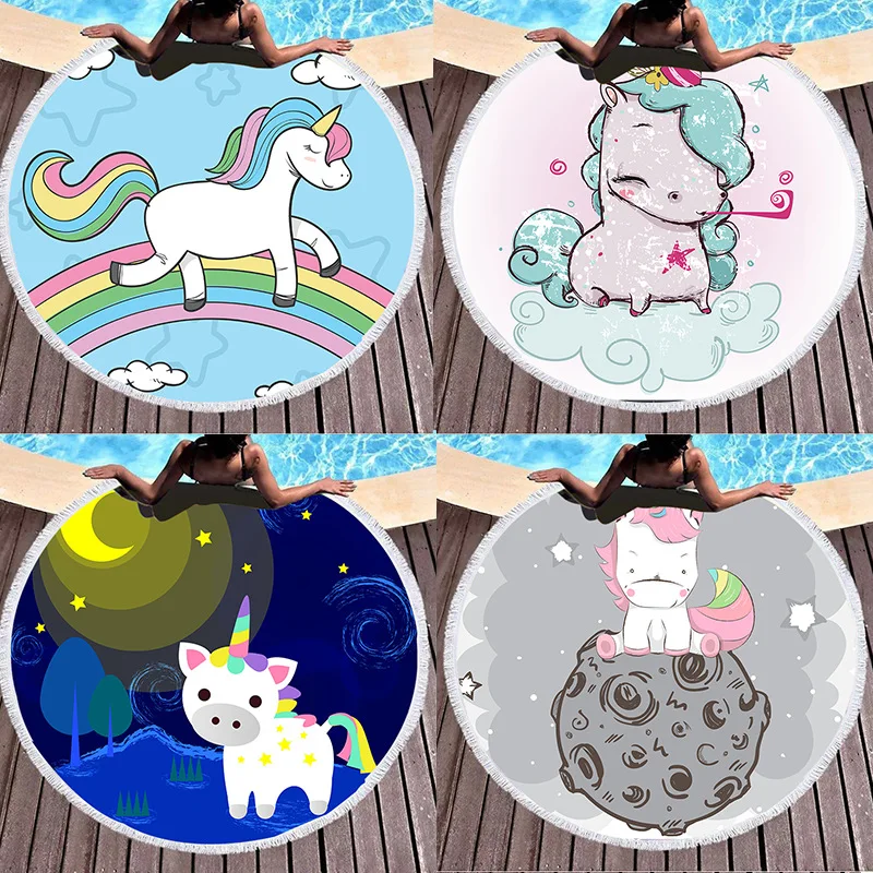 

Unicorn Circle Microfiber Beach Towel Shawl Sun-resistant Picnic Mat Digital Printing Beach Towel