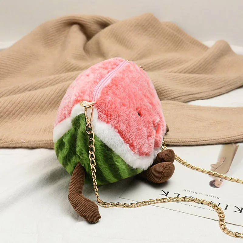 

Female bag cute plush bag ins fashion funny bag 2019 new watermelon bag female chain small shoulder bag