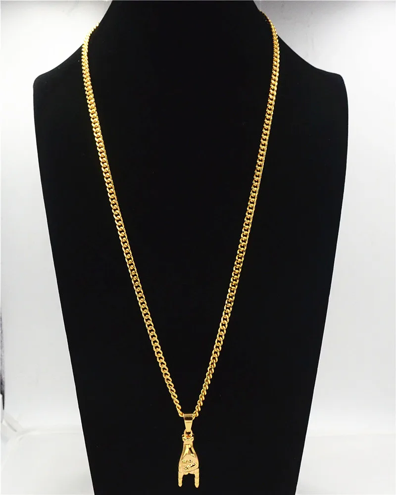 NEW Gold Color Mano Cornuto Pendant 