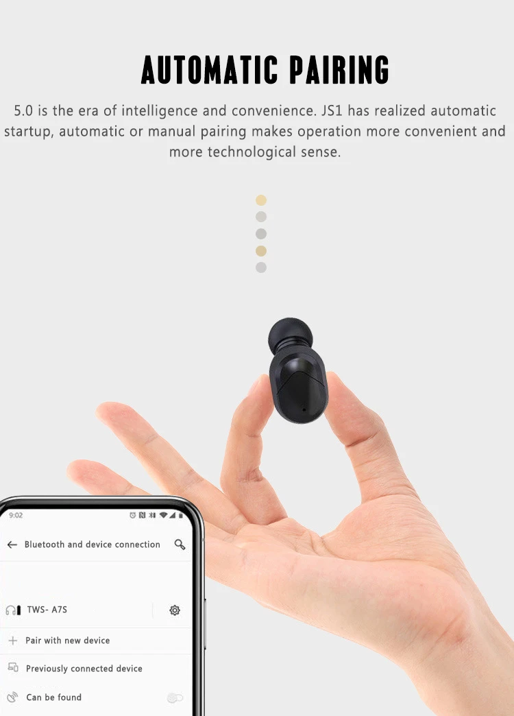 Новинка JS1 TWS Bluetooth наушники беспроводные наушники 5,0 стерео портативные спортивные мини бас наушники светодиодный дисплей