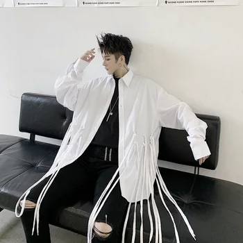 

2020 Spring And Autumn New Youth Trend Small Numerous Streamer Design Solid Color Long Sleeve Shirt Fashion Casual Jacket Coat