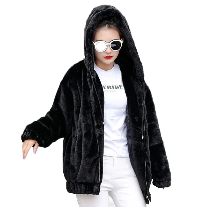 2023Winter New Loose Plush Ladies Jacket Long Sleeve AAdd Velvet ...