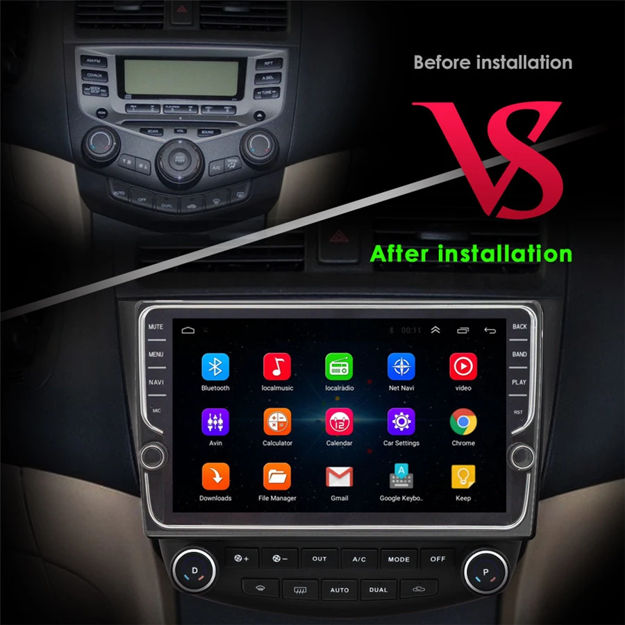  For Android 9.1 Quad-core 2GB + 32GB 9'' Car Stereo Radio GPS WIFI BT DAB Mirror Link OBD For Honda