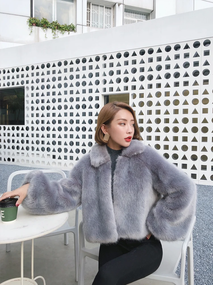 Best Womens Clothing 2019 New Luxury Faux Fox Warm Women Coat Turn down Collar Casual Thickened High Quality Faux Fur Coat