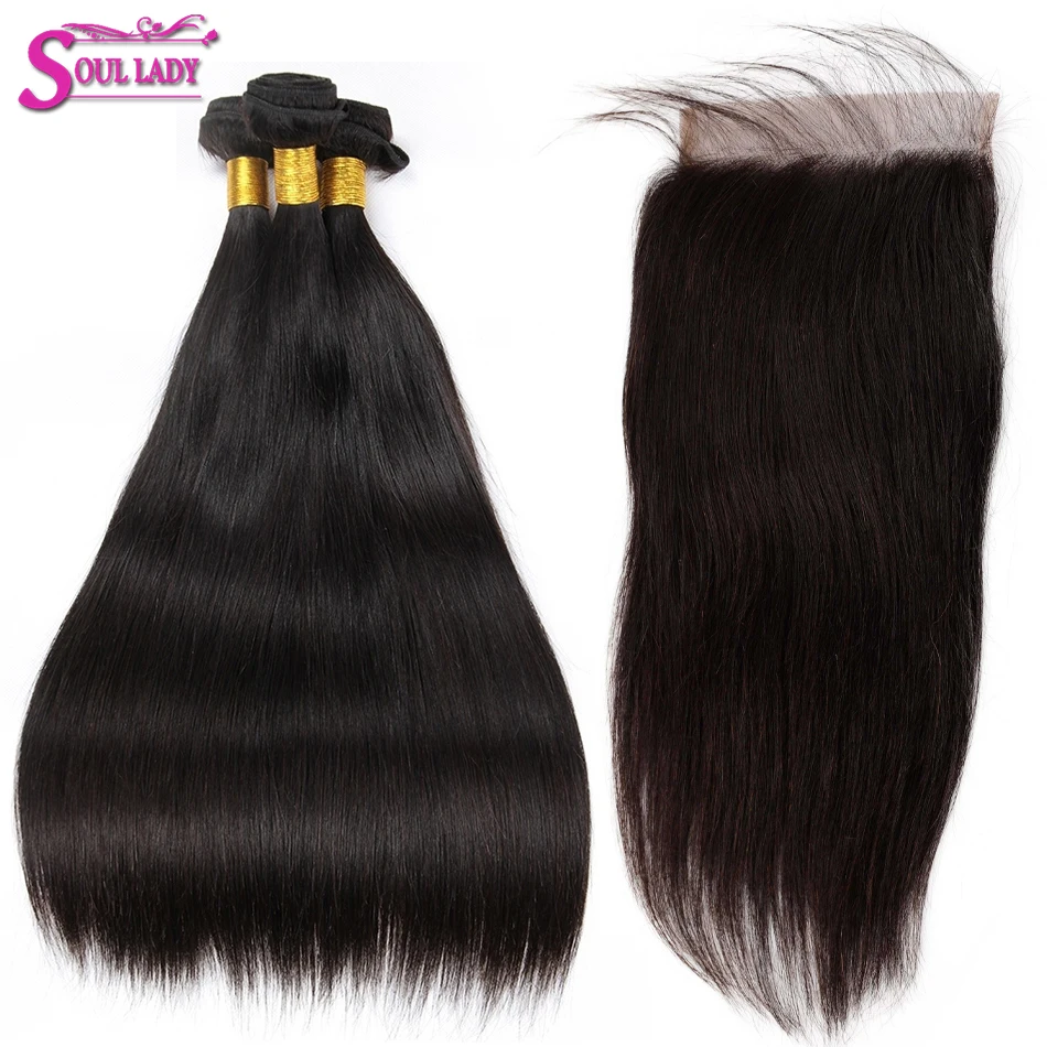 

HD Transparent Closure Bundles Straight Hair Bundles With 6x6 Closure Remy Brazilian Hair Weave Bundles With Closure Preplucked