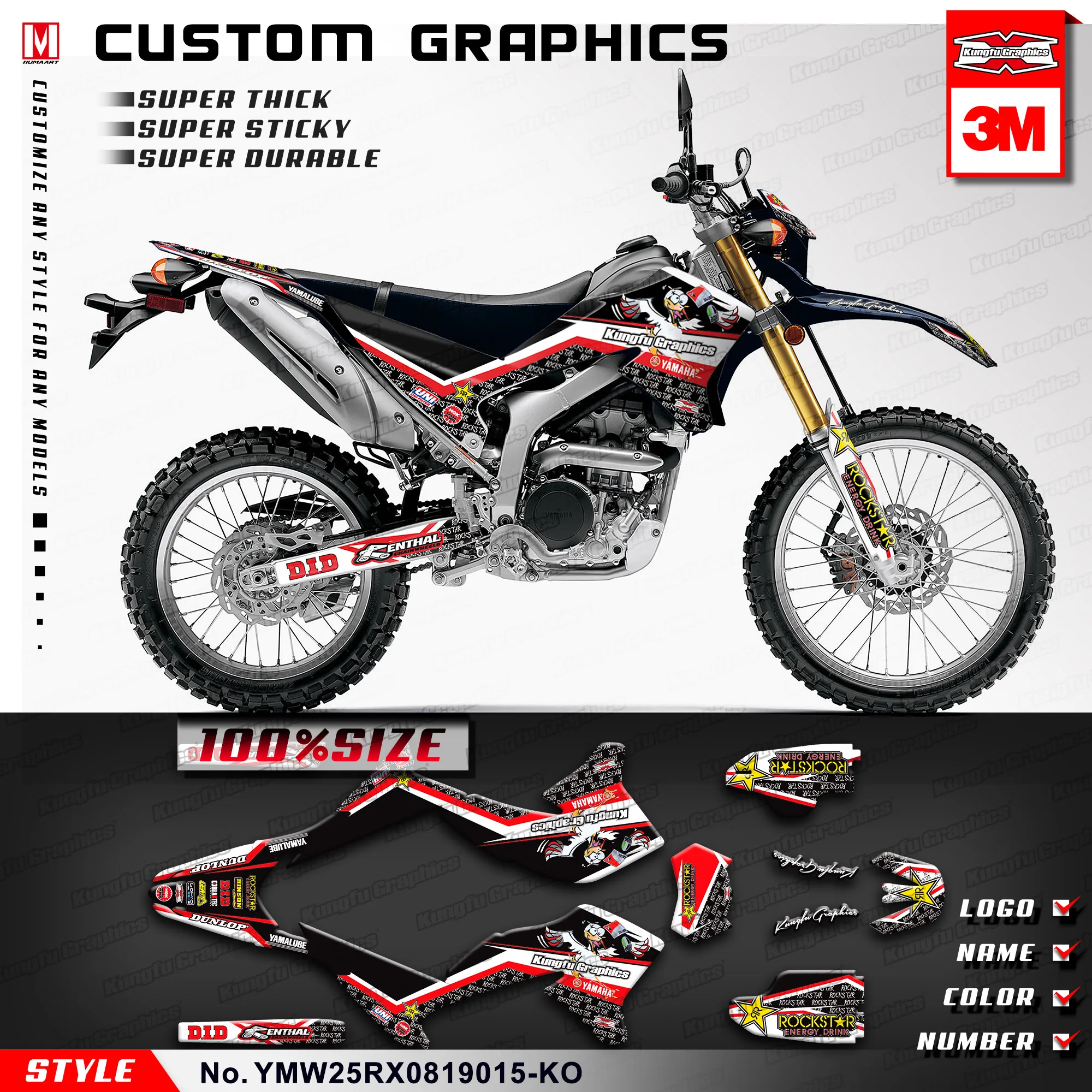 KUNGFU графические наклейки MX наклейки для Yamaha WR250R WR250X 2008 2009 2010 2011 2012 2013(Стиль № YMW25RX0819015-KO