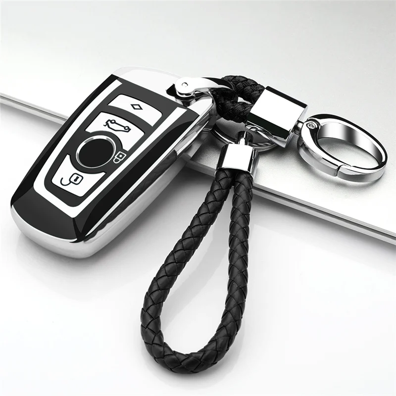 Мягкий ТПУ брелок для ключей Автомобильный ключ чехол для BMW 1 3 4 5 6 7 серии F10 F20 F30 смарт 3 кнопки для BMW чехол для ключей автомобильные аксессуары - Название цвета: B-Silver-Keychain