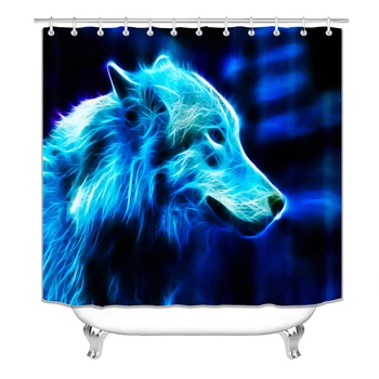 

Shower Curtain, Bathroom Curtains Accessories-Blue Wolf Gost, Decorations
