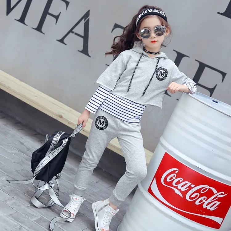 

Girls Autumn Clothing Set 2019 New Style CHILDREN'S Garment Spring And Autumn Big Boy GIRL'S Fashion Western Style Sports Two-Pi