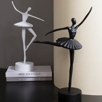 

Art Resin Black and White Ballerina Ornaments Abstract Figures Sculpture Crafts Modern Home Decoration Accessories Wedding Gifts